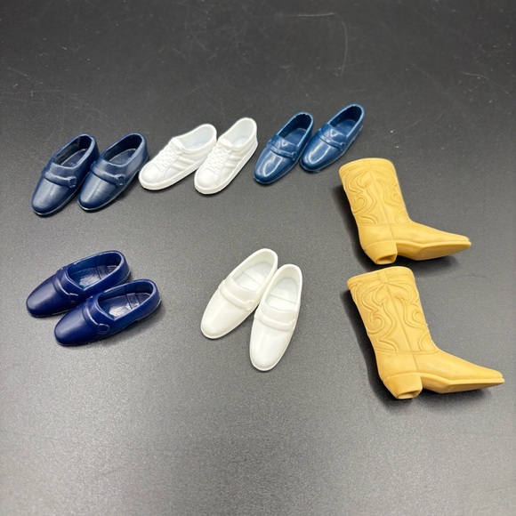 Vintage Ken Doll Barbie Cowboy Boots Shoes Sneakers Tan Blue Black White Six 6 - Picture 4 of 4